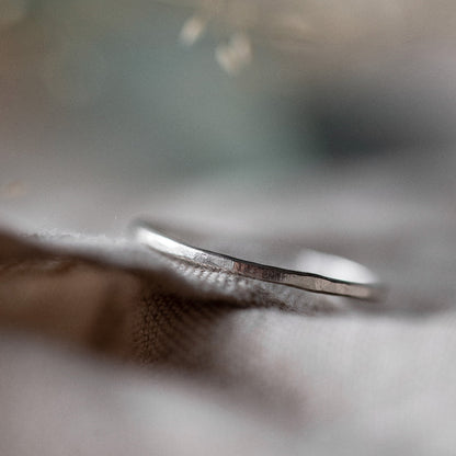 Flat Textured Silver Stacking Ring