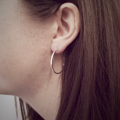 Silver Hoop Earrings Handmade by Anna Calvert Jewellery in the UK