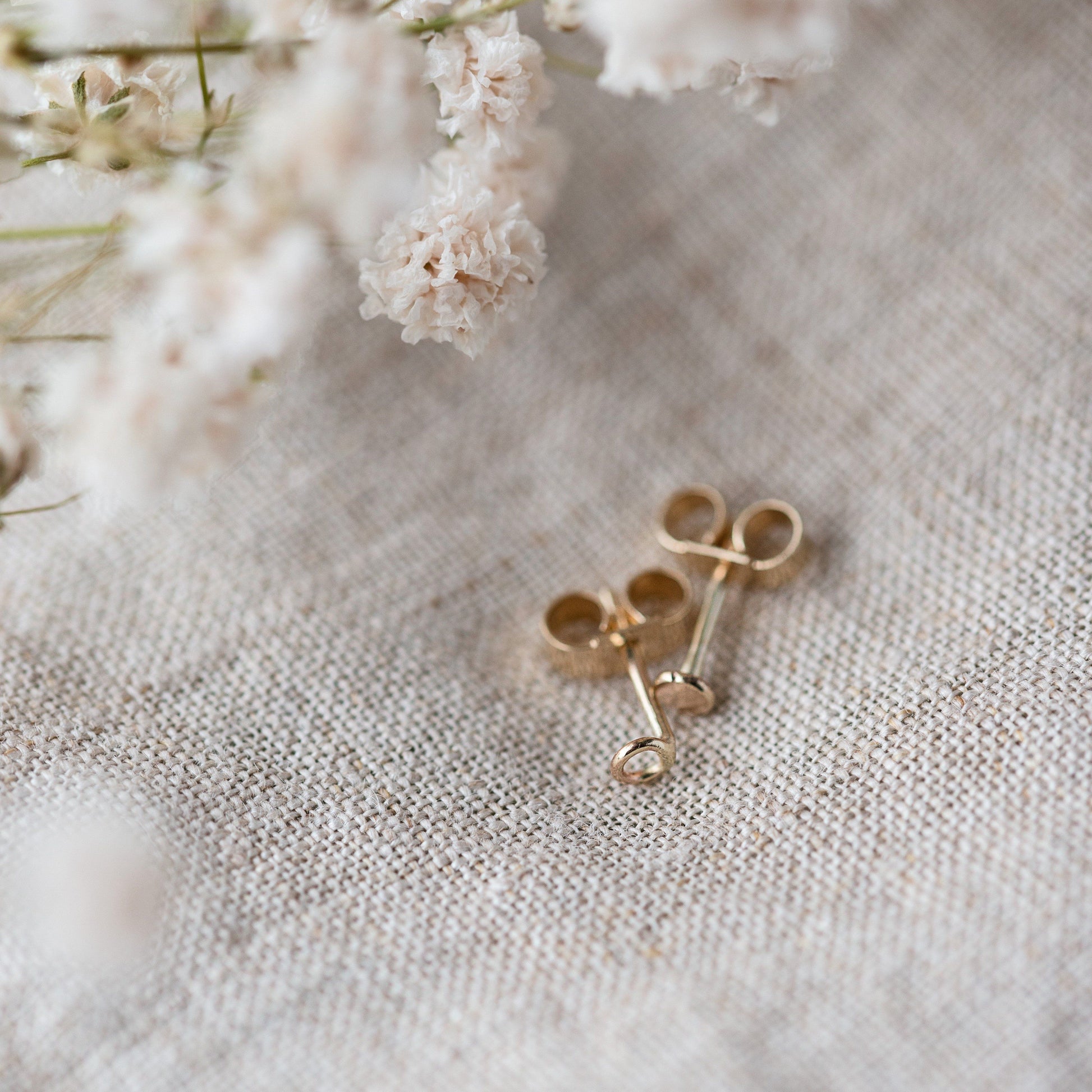 Mismatched Gold Studs - Tiny Circle and link Earrings Handmade by Anna Calvert Jewellery in the UK