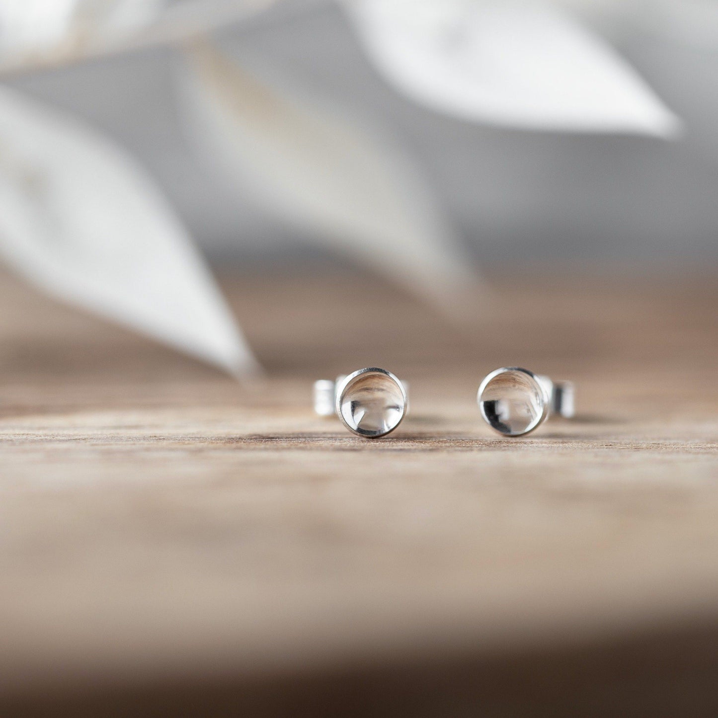 Tiny Silver Domed Studs Earrings made by Anna Calvert Jewellery  in the UK