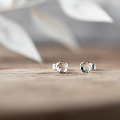 Tiny Silver Domed Studs Earrings made by Anna Calvert Jewellery  in the UK