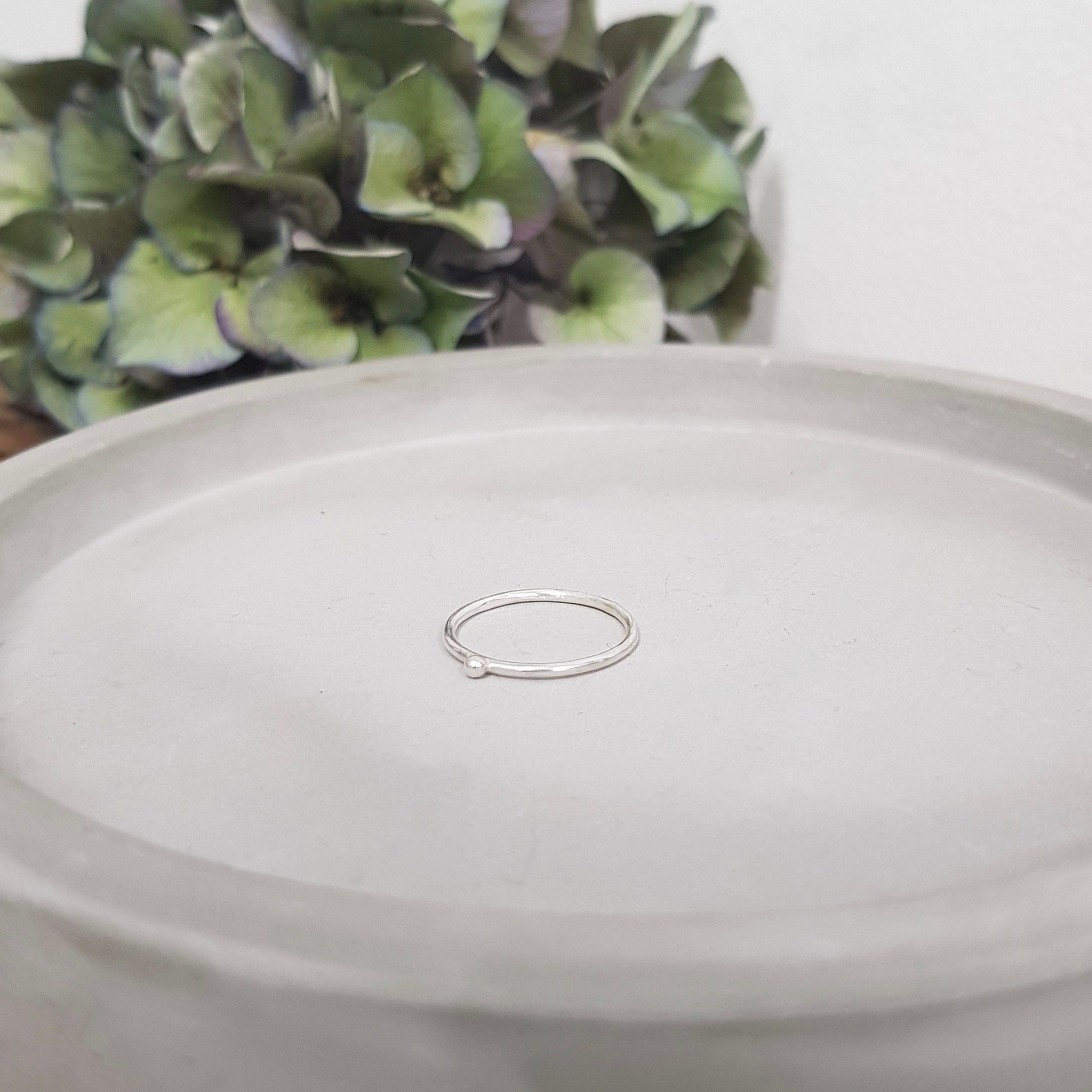 Silver Stacking Ring with small ball - handmade silver jewellery by Anna Calvert Jewellery in the UK